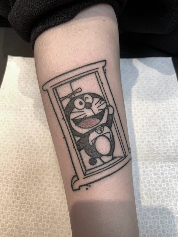 Hình xăm Doraemon kết hợp với họa tiết