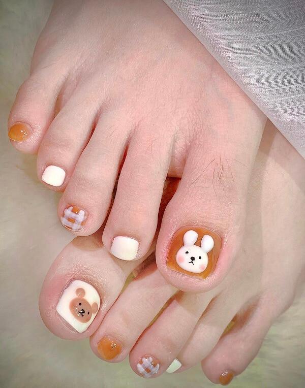 Nail chân vẽ họa tiết hoạt hình